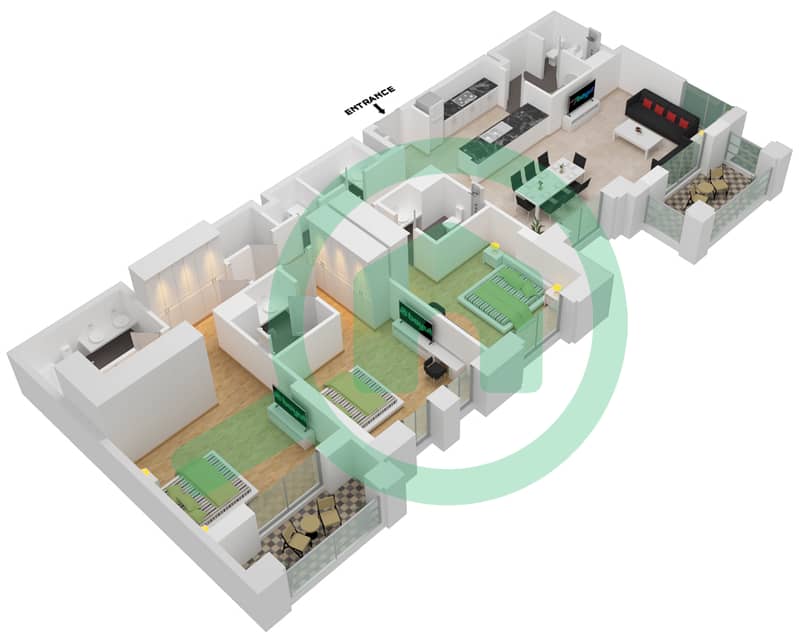 Lamaa Building 2 - 3 Bedroom Apartment Type/unit A3/311-411-511-609 Floor plan Floor 3-6 interactive3D