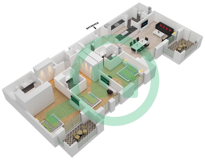 Lamaa Building 2 - 3 Bedroom Apartment Type/unit A4/710-807 Floor plan Floor 7-8 interactive3D