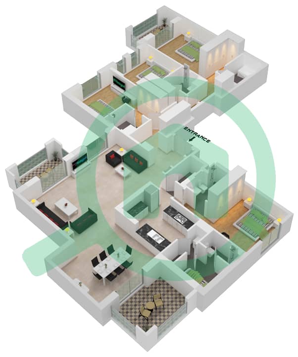 Lamaa Building 2 - 4 Bedroom Apartment Type/unit B1/902 Floor plan Floor-9 interactive3D