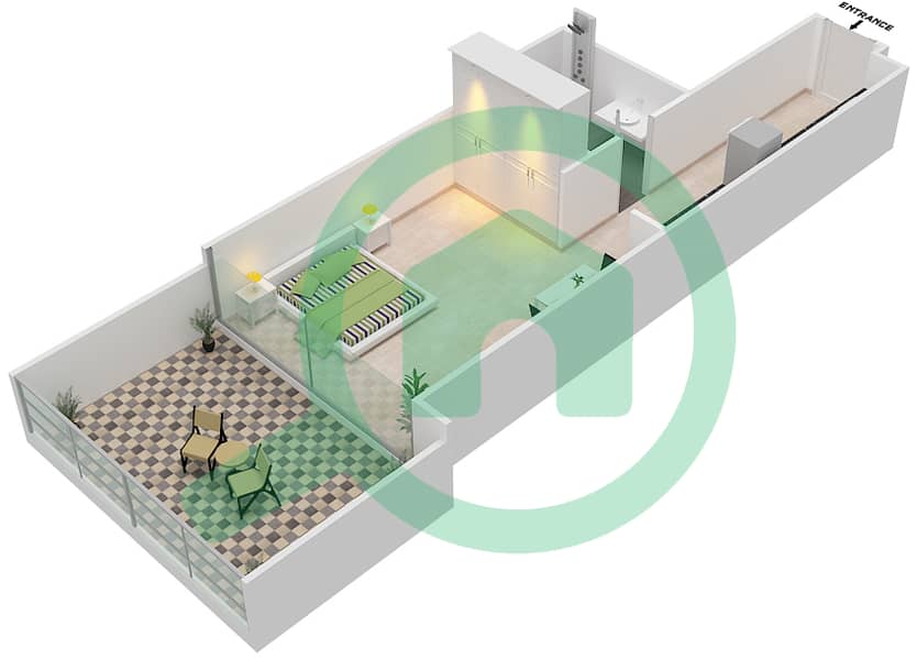 المخططات الطابقية لتصميم الوحدة 06   FLOOR 3 شقة استوديو - لوريتو 2B Floor 3 interactive3D