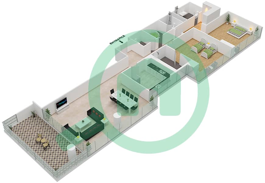 المخططات الطابقية لتصميم الوحدة 01  FLOOR 4 شقة استوديو - لوريتو 2B Floor 4 interactive3D