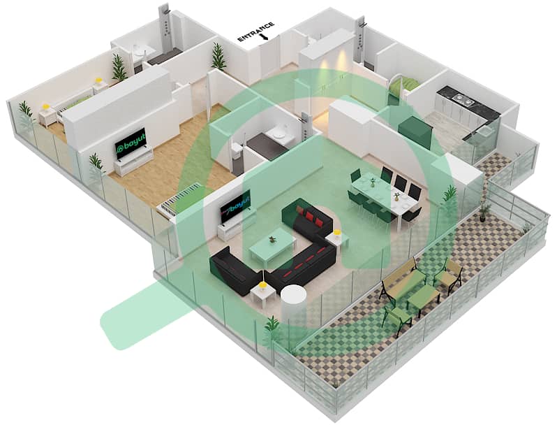 Лорето 2Б - Апартамент 2 Cпальни планировка Единица измерения 02A  FLOOR 4 Floor 4 interactive3D