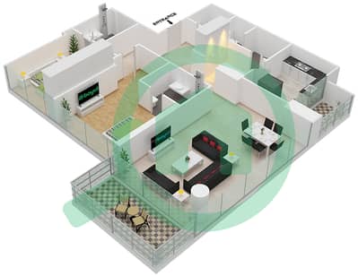 المخططات الطابقية لتصميم الوحدة 02A  FLOOR 5 شقة 2 غرفة نوم - لوريتو 2B