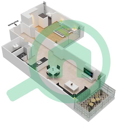 洛雷托公寓2B楼 - 1 卧室公寓单位09  FLOOR 4-6戶型图