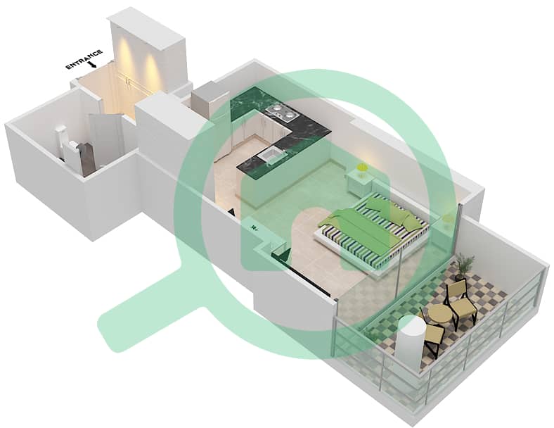 المخططات الطابقية لتصميم الوحدة 12  FLOOR 5 شقة استوديو - لوريتو 2B Floor 5 interactive3D