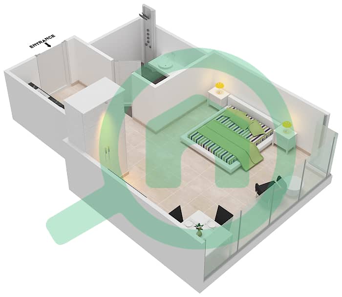 المخططات الطابقية لتصميم الوحدة 03  FLOOR 5 شقة استوديو - لوريتو 2B Floor 5 interactive3D