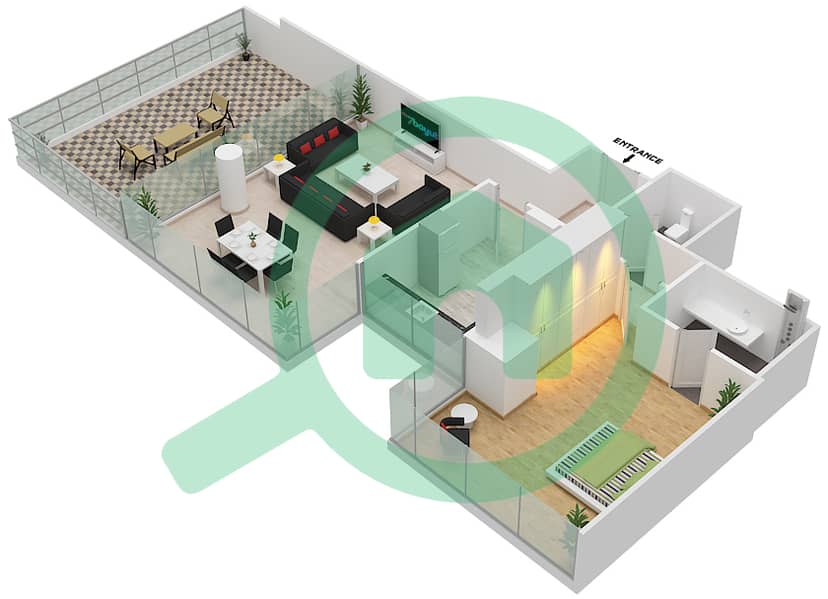 المخططات الطابقية لتصميم الوحدة 01A  FLOOR 6 شقة استوديو - لوريتو 2B Floor 6 interactive3D