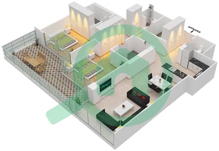 Loreto 2B - 2 Bedroom Apartment Unit 11  FLOOR 6 Floor plan