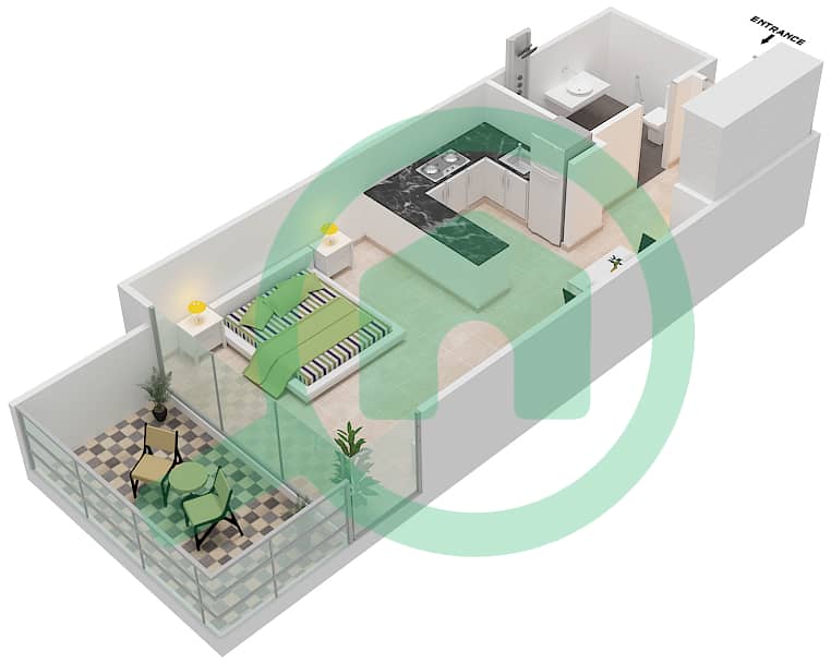 المخططات الطابقية لتصميم الوحدة 03  FLOOR 7-8 شقة استوديو - لوريتو 2B Floor 7-8 interactive3D