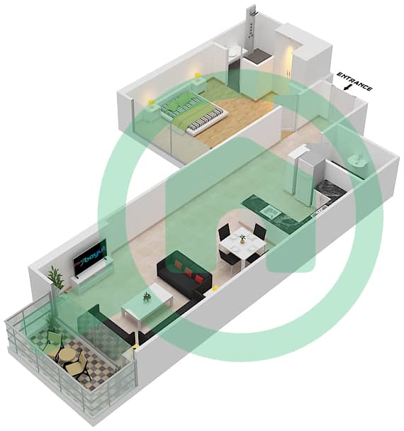 المخططات الطابقية لتصميم الوحدة 06  FLOOR 7-8 شقة 1 غرفة نوم - لوريتو 2B Floor 7-8 interactive3D