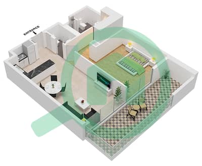 المخططات الطابقية لتصميم النموذج 1-C FLOOR 1-7 شقة 1 غرفة نوم - أماليا ريزيدنس
