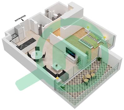 المخططات الطابقية لتصميم النموذج 1-FLOOR 1-7 شقة 1 غرفة نوم - أماليا ريزيدنس
