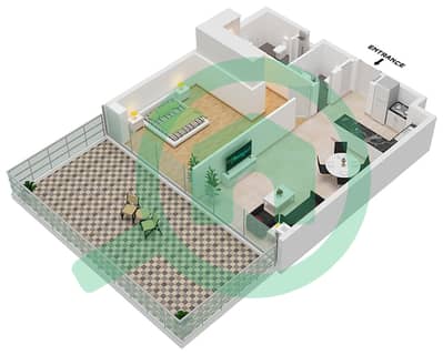 المخططات الطابقية لتصميم النموذج 1-T2 FLOOR 1-7 شقة 1 غرفة نوم - أماليا ريزيدنس