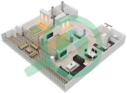 المخططات الطابقية لتصميم الوحدة 08  FLOOR 7-8 شقة 2 غرفة نوم - لوريتو 2B