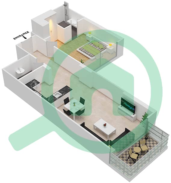 Loreto 2B - 1 Bedroom Apartment Unit 07  FLOOR 7-8 Floor plan Floor 7-8 interactive3D