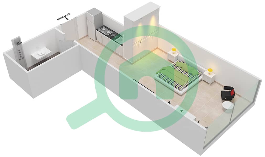 Лорето 2Б - Апартамент 2 Cпальни планировка Единица измерения 10  FLOOR 7-8 Floor 7-8 interactive3D