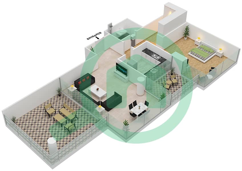 洛雷托公寓2B楼 - 1 卧室公寓单位01A  FLOOR 8戶型图 Floor 8 interactive3D