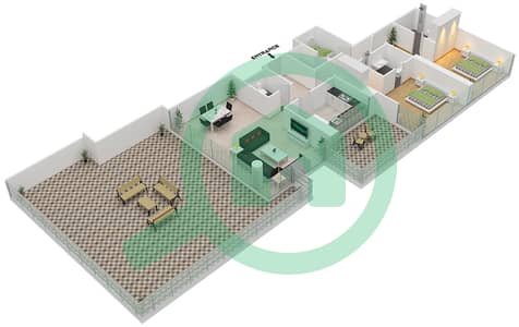 المخططات الطابقية لتصميم الوحدة 01  FLOOR 9 شقة 2 غرفة نوم - لوريتو 2B