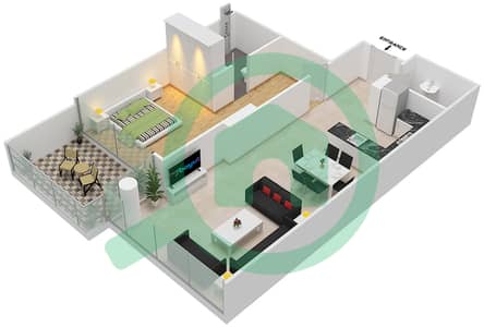 洛雷托公寓2B楼 - 1 卧室公寓单位07A  FLOOR 9戶型图