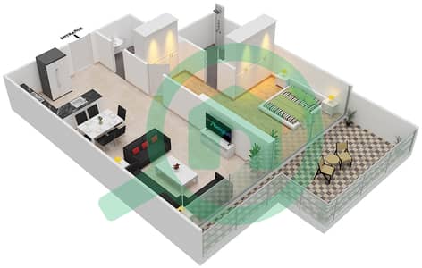 Loreto 2B - 1 Bedroom Apartment Unit 07B  FLOOR 9 Floor plan