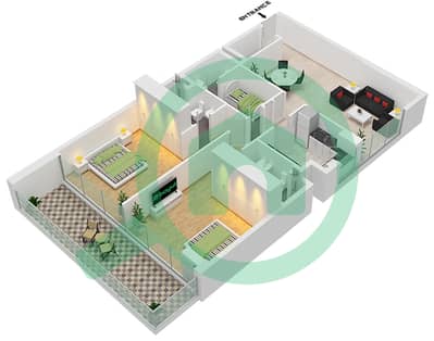 المخططات الطابقية لتصميم النموذج 4 FLOOR 1-7 شقة 2 غرفة نوم - أماليا ريزيدنس