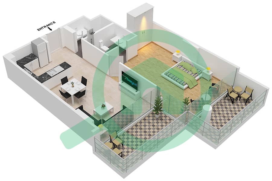 Лорето 1Б - Апартамент 1 Спальня планировка Единица измерения 12  FLOOR 4 Floor 4-6 interactive3D