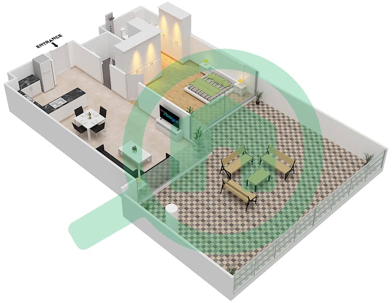 Лорето 3Б - Апартамент 1 Спальня планировка Единица измерения 03  FLOOR 3 Floor 3 interactive3D