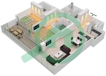 洛雷托公寓3B楼 - 2 卧室公寓单位11  FLOOR 4戶型图