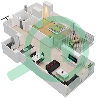 المخططات الطابقية لتصميم الوحدة 03  FLOOR 9 شقة 1 غرفة نوم - لوريتو 3B