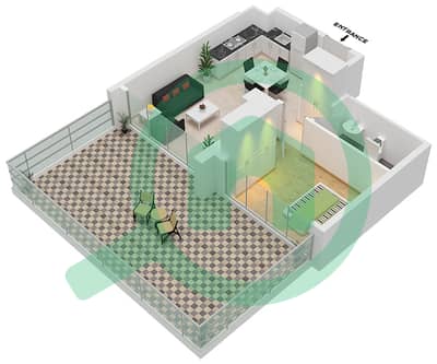المخططات الطابقية لتصميم النموذج 1A شقة 1 غرفة نوم - عزيزي ريفييرا 16