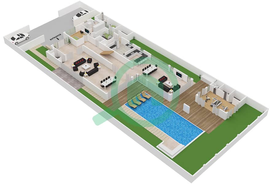 波托菲诺联排别墅 - 7 卧室别墅类型A戶型图 Ground Floor interactive3D