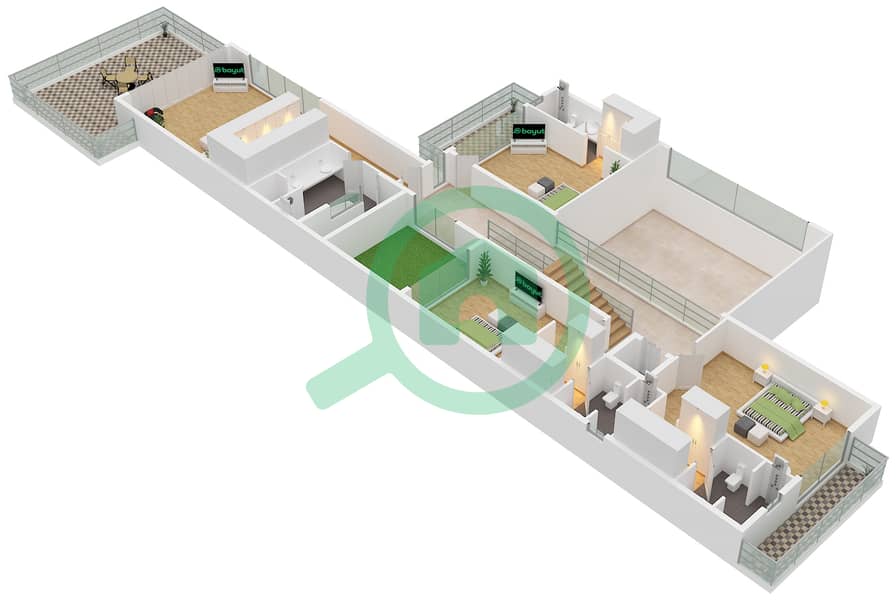 波托菲诺联排别墅 - 7 卧室别墅类型A戶型图 First Floor interactive3D