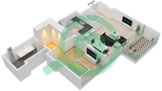 Banyan Tree Residences - 1 Bed Apartments Type 1D Floor plan
