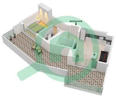 المخططات الطابقية لتصميم النموذج 5 شقة 1 غرفة نوم - سكن أوكلي سكوير
