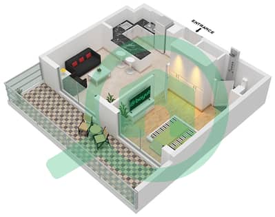 المخططات الطابقية لتصميم النموذج 8 شقة 1 غرفة نوم - سكن أوكلي سكوير