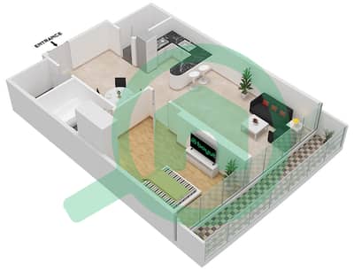 المخططات الطابقية لتصميم الوحدة 1402 FLOOR-14TH شقة 1 غرفة نوم - مارينا باي من داماك