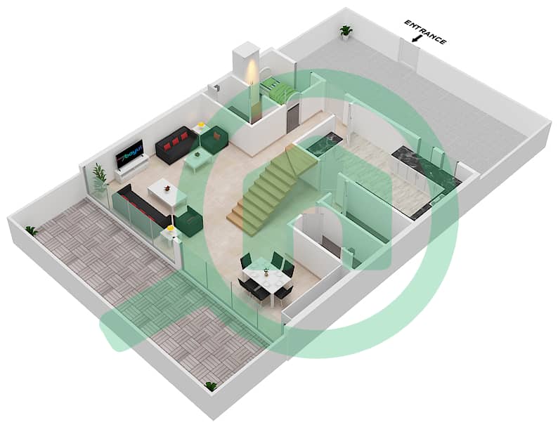 Рукан 2 - Таунхаус 4 Cпальни планировка Тип B4 Ground Floor interactive3D