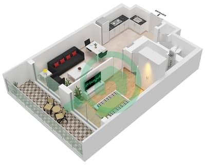 المخططات الطابقية لتصميم النموذج A1 FLOOR 1 (PODIUM), 2-4 شقة 1 غرفة نوم - برج ذا كريست A