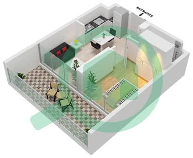 المخططات الطابقية لتصميم الوحدة 13 شقة 1 غرفة نوم - فيرا ريزيدنس