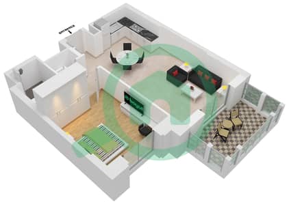 拉玛3号大楼 - 1 卧室公寓类型／单位A1/903戶型图