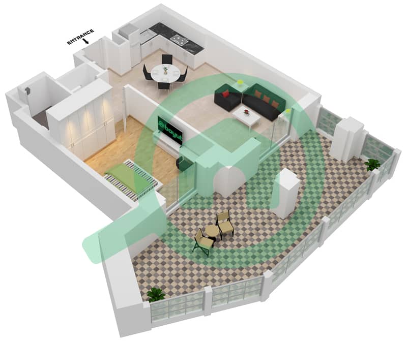 Lamaa Building 3 - 1 Bedroom Apartment Type/unit A1/G01 Floor plan GR interactive3D