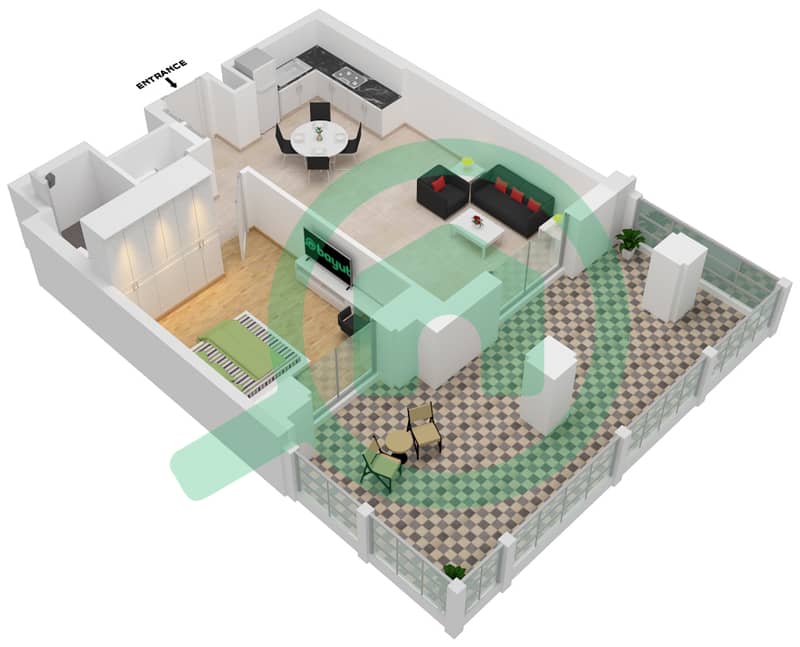 Lamaa Building 3 - 1 Bedroom Apartment Type/unit A1/G02 Floor plan GR interactive3D