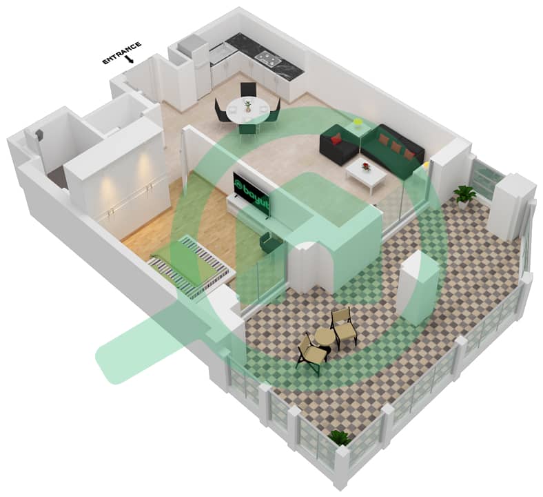 Lamaa Building 3 - 1 Bedroom Apartment Type/unit A1/G07 Floor plan GR interactive3D
