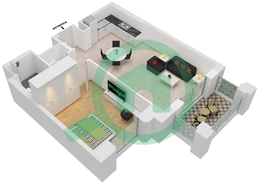 Lamaa Building 3 - 1 Bedroom Apartment Type/unit A1/101-102,401,501 Floor plan Floor 1,4,5 interactive3D