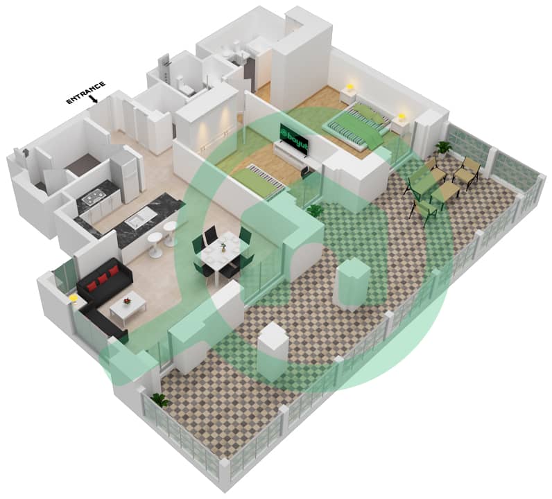 Lamaa Building 3 - 2 Bedroom Apartment Type/unit B1/G08 Floor plan GR interactive3D