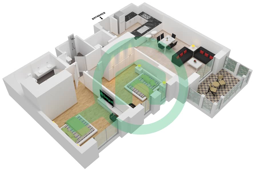 Lamaa Building 3 - 2 Bedroom Apartment Type/unit A1/604,702,802 Floor plan Floor 6-8 interactive3D