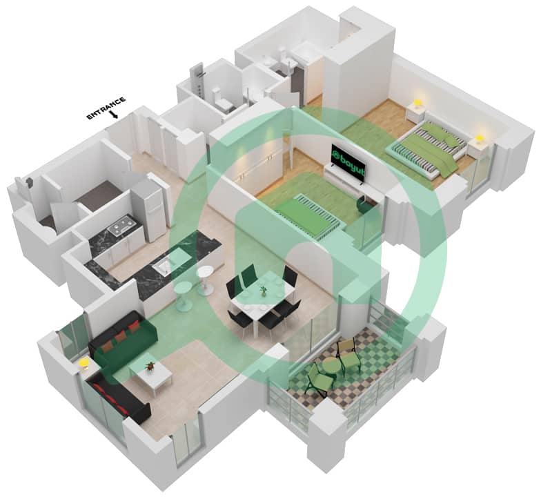 Lamaa Building 3 - 2 Bedroom Apartment Type/unit B1/109,209,309 Floor plan Floor 1-6 interactive3D