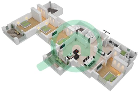 المخططات الطابقية لتصميم النموذج / الوحدة B UNIT.3 شقة 4 غرف نوم - مبنى لامتارا 1