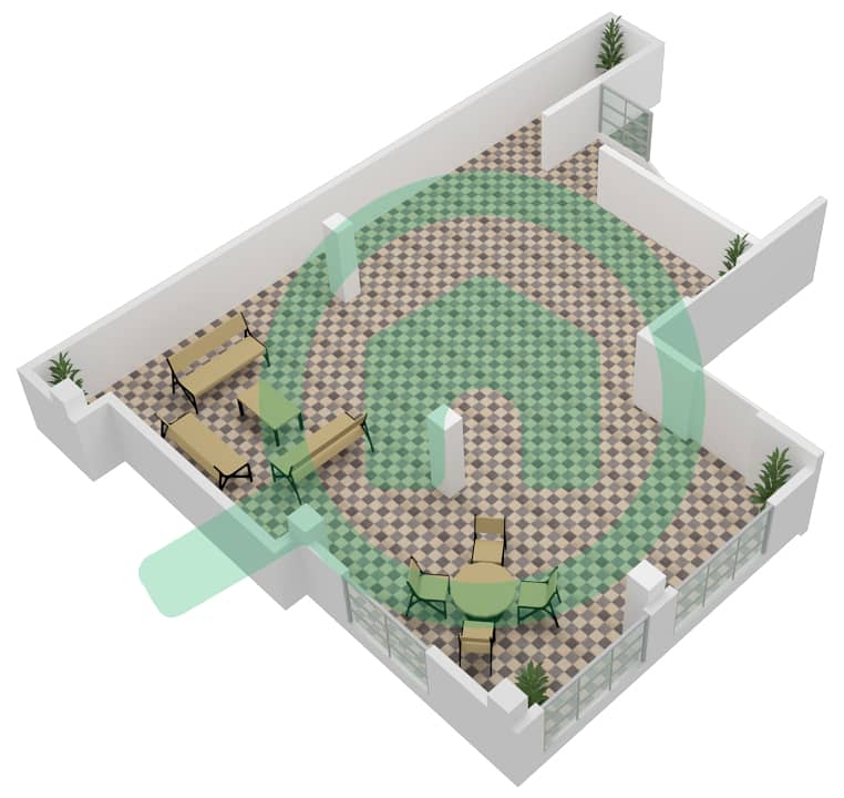 المخططات الطابقية لتصميم النموذج / الوحدة B1 UNIT 1 شقة 4 غرف نوم - مبنى لامتارا 1 Floor 7 (UPPER FLOOR) interactive3D