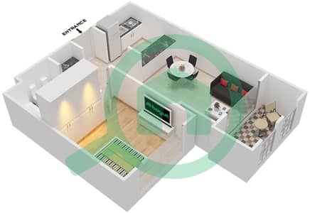 المخططات الطابقية لتصميم النموذج 4 شقة 1 غرفة نوم - رويال بريز2